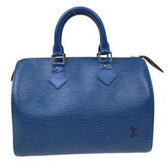 Louis Vuitton Speedy Handbag Epi Leather Blue Leather Handbag (Pre-Owned)