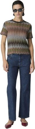 Missoni Viscose Lam&eacute; Crew-neck T-shirt With Snake Motif in Green& Brown at Nordstrom, Size Medium