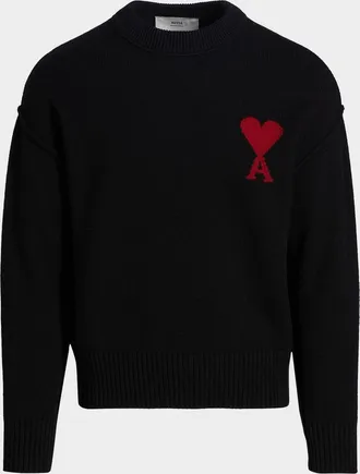 Ami Men & apos;s Ami De Coeur Wool Knit Crewneck Sweater