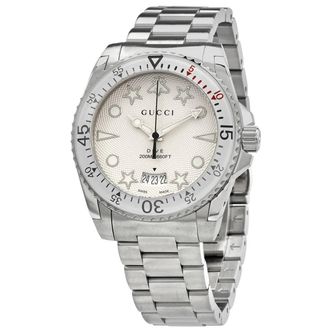 Gucci Dive Quartz Silver Dial Mens Watch YA136336