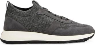 Tod's Leather-trimmed Knit Trainers - male - Tods - Sneakers - Gray - 7 1/2 UK - Shoes