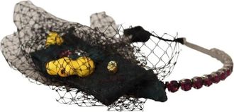 Dolce & Gabbana Fruit Crystal Diadem Hoofdband - Dames - Haaraccessoires - Zwart - ONE Size - Katoen - Accessoires