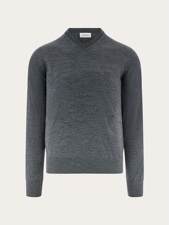 Ferragamo Charcoal Wool V Neck Sweater, Size M