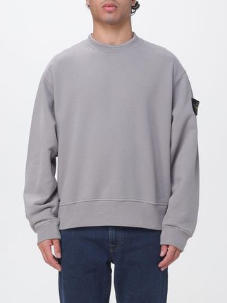 Stone Island Felpa girocollo in cotone con patch logo Compass sulla manica