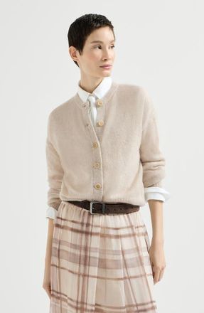 Brunello Cucinelli Sparkling mohair and wool cardigan in Ivory at Nordstrom, Size Medium Eu