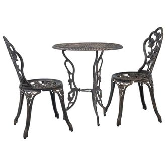 vidaXL Vidaxl - Mesa Y Sillas Bistr&oacute; De Jard&iacute;n 3 Piezas Aluminio Fundido