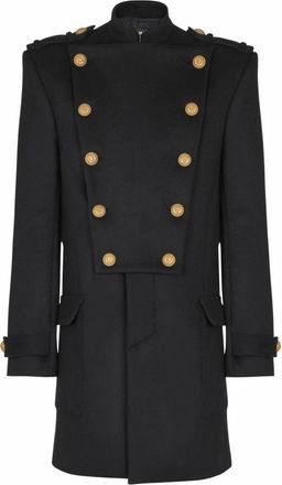 Balmain Wol en kasjmier jas met afneembare binnenzijde - Heren - Mantel - Zwart - 2XL - Wol - Jassen