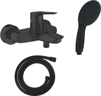 GROHE Miscelatore Meccanico Per Vasca/doccia Grohe Start 2021 Nero Opaco + Doccetta A Mano Grohe Start 110 Vitalio A 2 Getti + Tubo Flessibile