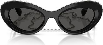 Swarovski 51mm Cat Eye Sunglasses in Black /Dark Grey at Nordstrom