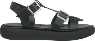 Wonders Schoenen, Dames, Zwart, 42 EU, Leer, Zwarte damessandaal voor de zomer