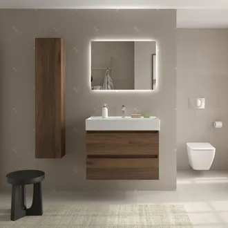 Cygnus Bath Mueble Ba&ntilde;o Bequia 100cm Y Lavabo Nogal100x45x66