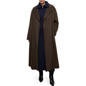 Mango Wool Blend Wrap Coat in Khaki Green at Nordstrom Rack, Size X-Small