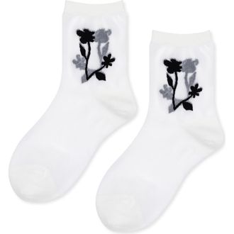 Hansel From Basel Shadowplay Sheer Quarter Socks in White at Nordstrom Rack