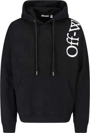Off-white Black Vertical Bookish Cotton Hoodie