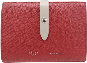 Celine Red Color Leather Wallet (Bi-Fold) (Pre-Owned)