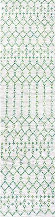 Jonathan Y Designs Ourika Moroccan Geometric Textured Weave Indoor/Outdoor Area Rug in Green/ivory at Nordstrom, Size 2Ft 0In X 8Ft 0In