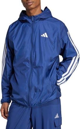 adidas Essential 3-Stripes Hooded Windbreaker in Dark Blue/White at Nordstrom Rack, Size Xx-Large