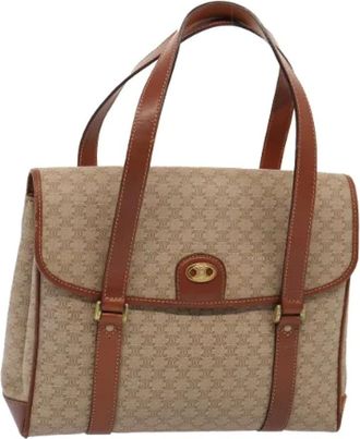Celine Pre-owned Handbags, female, Beige, Size: ONE SIZE Pre-owned Vintage Macadam Canvas Hand Bag