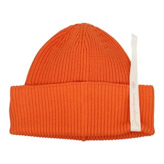 Jacquemus Accessoires, Dames, Oranje, ONE Size, Katoen, Oranje Katoenen Beanie met Zijlogo