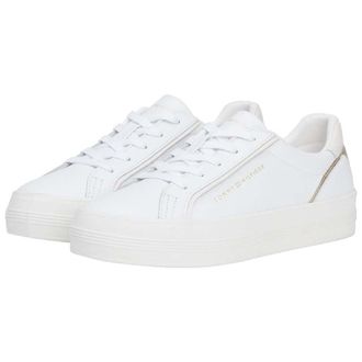 Tommy Hilfiger Essential Vulc Womens Sneakers, White/Gold, 6 UK