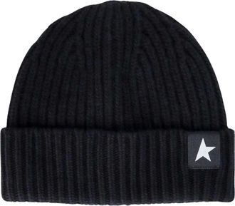 Golden Goose Accessoires, Heren, Zwart, ONE Size, Geribbelde gebreide beanie