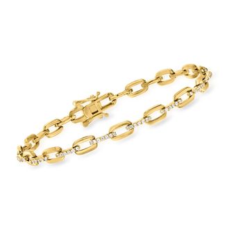 Ross-Simons CZ Paper Clip Link Bracelet in 18kt Gold Over Sterling