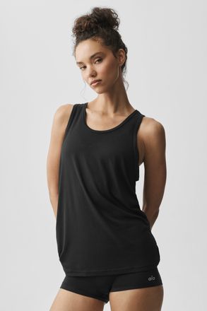 Alo | Everyday Modal Rib Tank Top in Black, Size: Medium