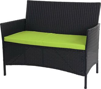 Hhg Nunca Usado] Banco De Jard&iacute;n Halden Poly Rattan, Asiento De Banco, Antracita, Cojines Verdes