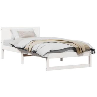 Berkfield Home Elegant Bed Frame White Pine wood Single Durable Single Bed Frame