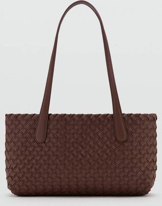 Mango Borsa tote intrecciata marrone - Donna - Taglia unica - MANGO