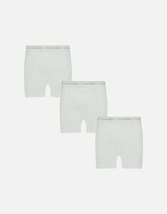 Calvin Klein Mens Calvin Klein Stencil Logo Cotton Stretch Boxers White (3 Pack) - Size: 32/34