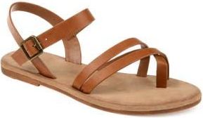 Journee Collection Vasek Strappy Flat Sandal in Tan at Nordstrom Rack, Size 8