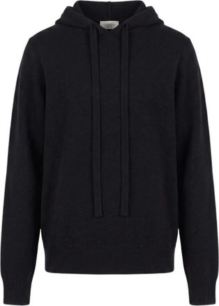 Laneus Hoodie Lana e Cashmere - Heren - Hoodies - Zwart - L - Wol - Hoodies & sweatvesten