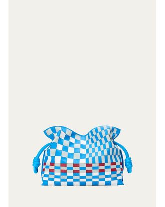 Loewe Flamenco Checkerboard Leather Clutch Bag
