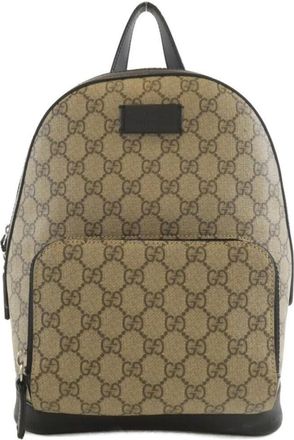 Gucci Beige Black Gg Supreme Backpack (Pre-Owned)