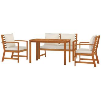 vidaXL Juego Comedor De Jard&iacute;n 4 Pzas Con Cojines Madera Maciza Acacia Vidaxl
