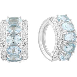 Effy Sterling Silver Aquamarine & Zircon Hoop Earrings in Blue at Nordstrom Rack