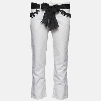 Emporio Armani White Denim Bandana Belted Jeans S Waist