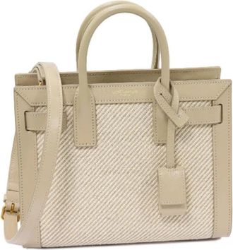 Saint Laurent Tweedehands leren handtassen - Dames - Vintage Handtas - Beige - ONE Size - Vintage