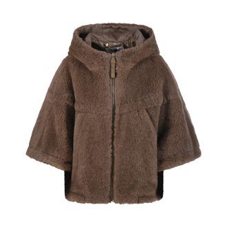 Max Mara Faux Fur & Shearling Jackets, female, Brown, Size: S/M Petalo Cape