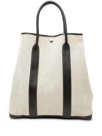 Herm&egrave;s 2006 Toile and Buffalo Leather Garden File 37 tote bag - Marrone