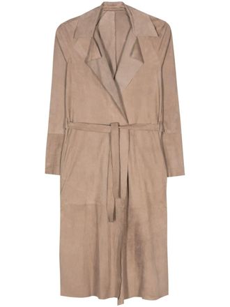Salvatore Santoro belted suede coat - Brown
