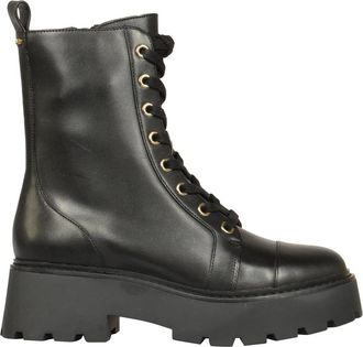 Michael Kors Blake Bootie veterboots met veters - Dames - Veterlaarzen - Zwart - 39 EU - Leer - Schoenen
