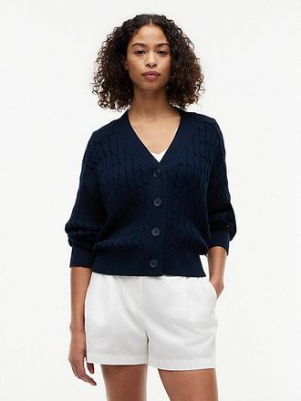 Tommy Hilfiger Cable Knit Oversized V-Neck Cardigan