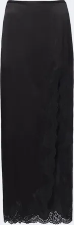 Valentino Lace-trimmed silk cr&ecirc;pe satin midi skirt
