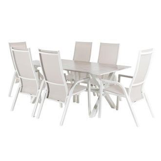 ED&Egrave;N JARD&Iacute; Conjunto de mesas y sillas para exterior aluminio resistente blanco