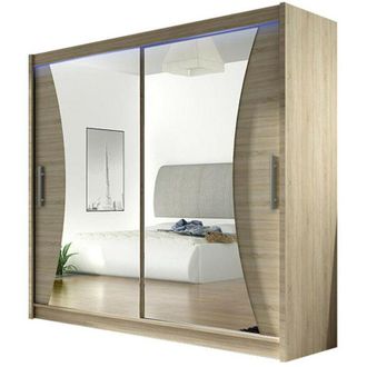 Mirjan24 Armario Closico 124, Roble Sonoma, 215x180x57cm, Puertas De Armario: Correderas, N&uacute;mero De Estantes: 5, Led
