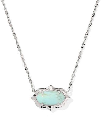 Kendra Scott Womens Elisa Scallop Frame Short Pendant Necklace In Silver / Sea Green Chrysocolla