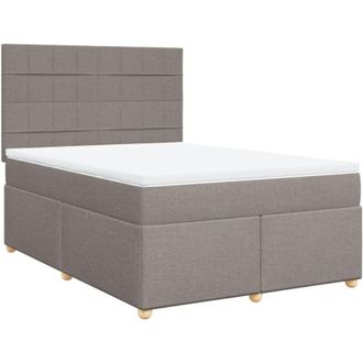 vidaXL Vidaxl - Cama Box Spring Con Colch&oacute;n Tela Gris Taupe 140x200 Cm