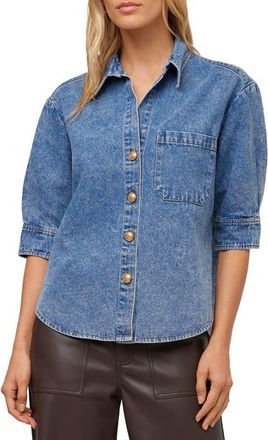 Fifteen Twenty Suri Elbow Sleeve Button Up Top in Denim at Nordstrom, Size X-Small